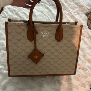 MCM Tan and Cream Tote Bag